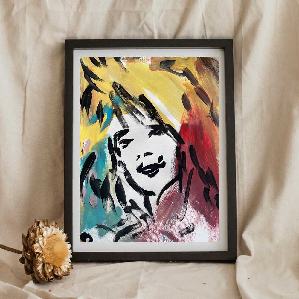OMAN Dolly Parton Abstract Pop Art Portrait Painting 8.5x11 Fruit Rollup Colors